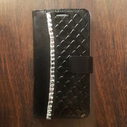 Etui à strass personnalisable portefeuille Samsung Galaxy Grand Prime Noir