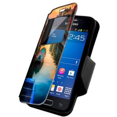 Etui housse portefeuille avec photo Orange Rise 30