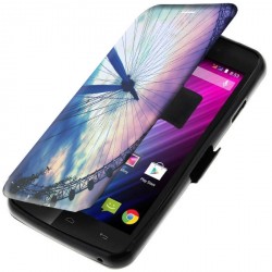 Etui housse portefeuille avec photo Orange Roya