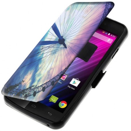 Etui housse portefeuille avec photo Orange Roya