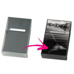 Etui à cigarettes personnalisable gris - Cache paquet en métal