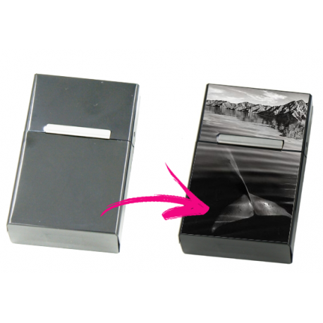 Etui à cigarettes personnalisable gris - Cache paquet en métal