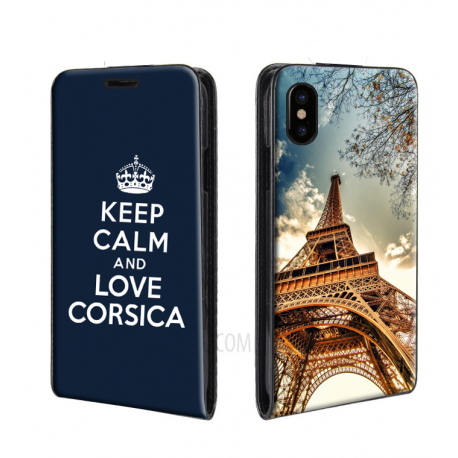 Housse verticale iPhone X personnalisable Noire