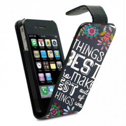 Etui housse à rabat vertical avec photo pour iPhone 4