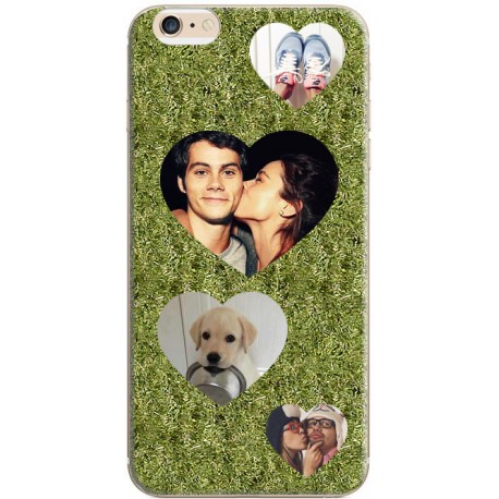 Coque personnalisable iPhone 6 / iPhone 6S Décor Pelouse Coeurs