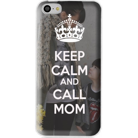 Coque avec photo Keep Calm and Call Mom pour iPhone 5C