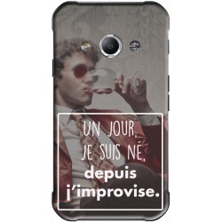 Coque avec photo personnalisable Samsung Galaxy Xcover 3 "Un jour je suis né, depus j'improvise"