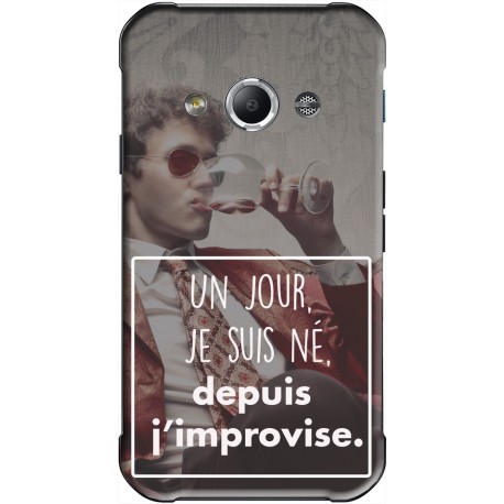 Coque avec photo personnalisable Samsung Galaxy Xcover 3 "Un jour je suis né, depus j'improvise"