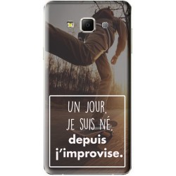 Coque avec photo personnalisable Samsung Galaxy A7 "Un jour je suis né, depus j'improvise"