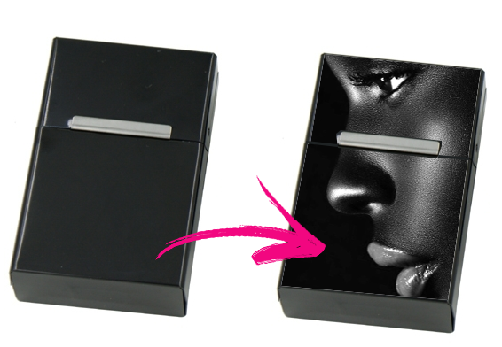 Etui à cigarettes personnalisable noir - Cache paquet en métal
